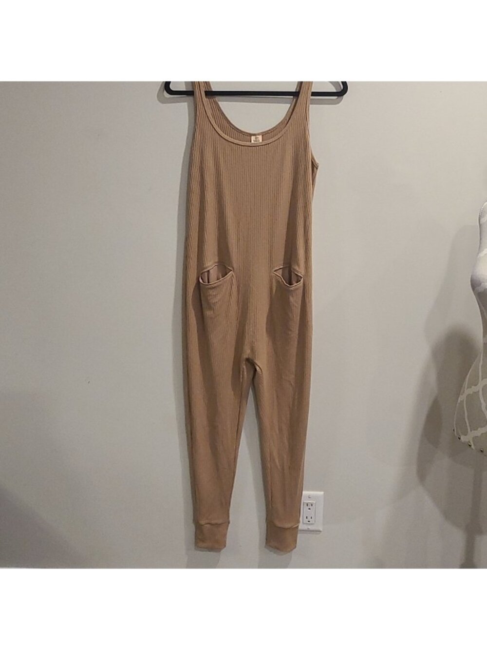 Smash + Tess Ribbed Romper with cuffed legs in Dark Taupe